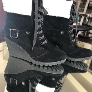 Suede Faux Lamb Ankle Boots size 9